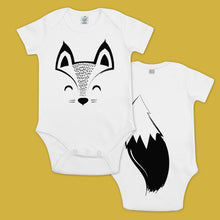 Load image into Gallery viewer, baby bodysuit with a printed box and a tail in the back
