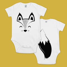 Load image into Gallery viewer, baby bodysuit with a printed box and a tail in the back
