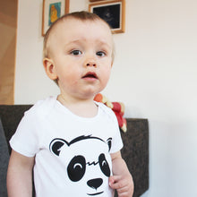 Load image into Gallery viewer, baby with baby bodysuit with a panda print