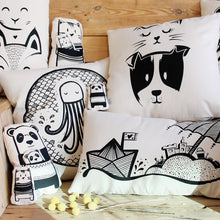Load image into Gallery viewer, pillow covers with bold black prints
