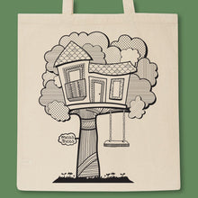 Load image into Gallery viewer, tote bag with tree-house print
