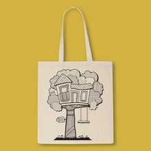 Load image into Gallery viewer, tote bag with tree-house print