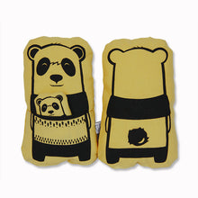 Load image into Gallery viewer, yellow panda soft toy with a pocket and a little panda inside
