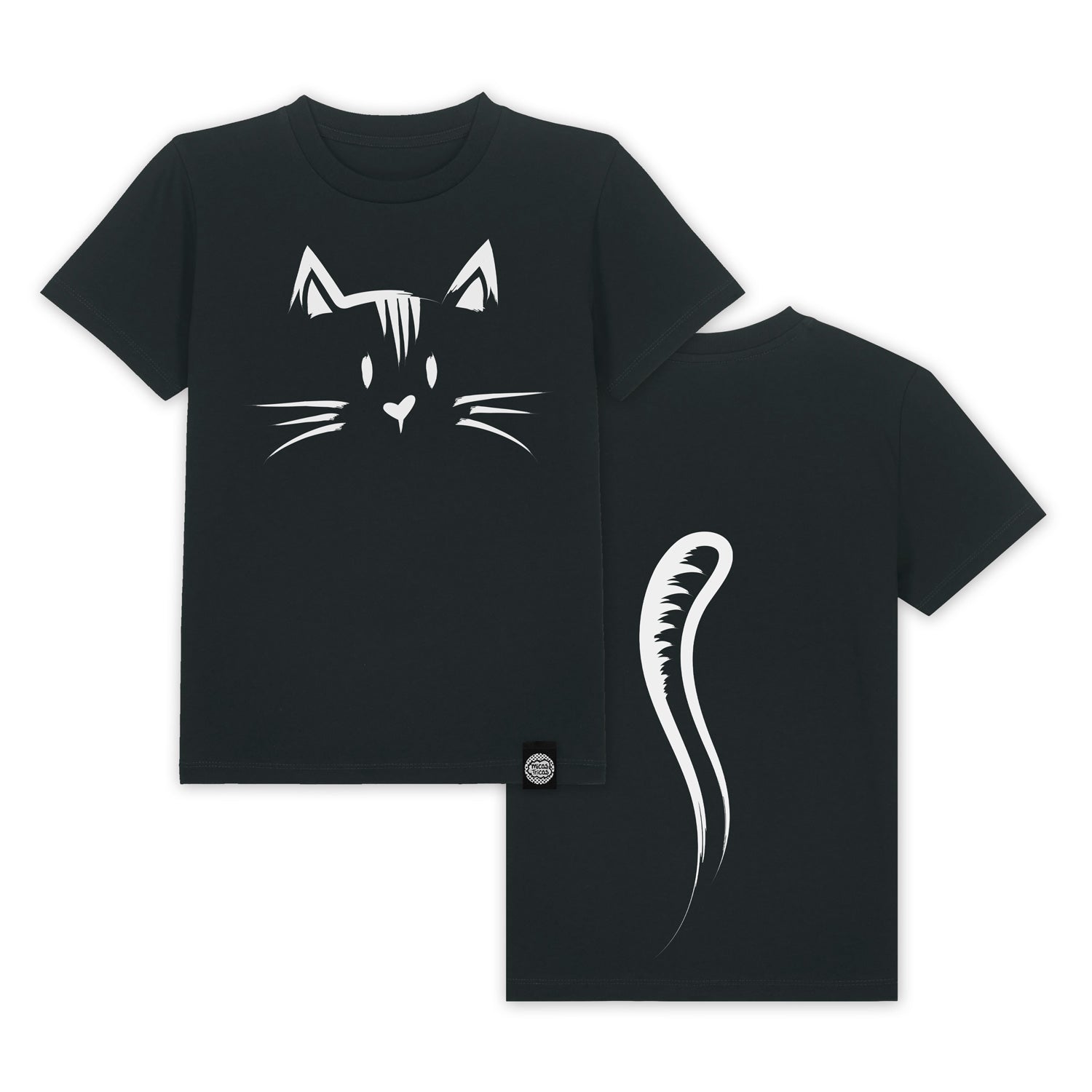 Cat Face Tail Organic Cotton T-shirt for kids