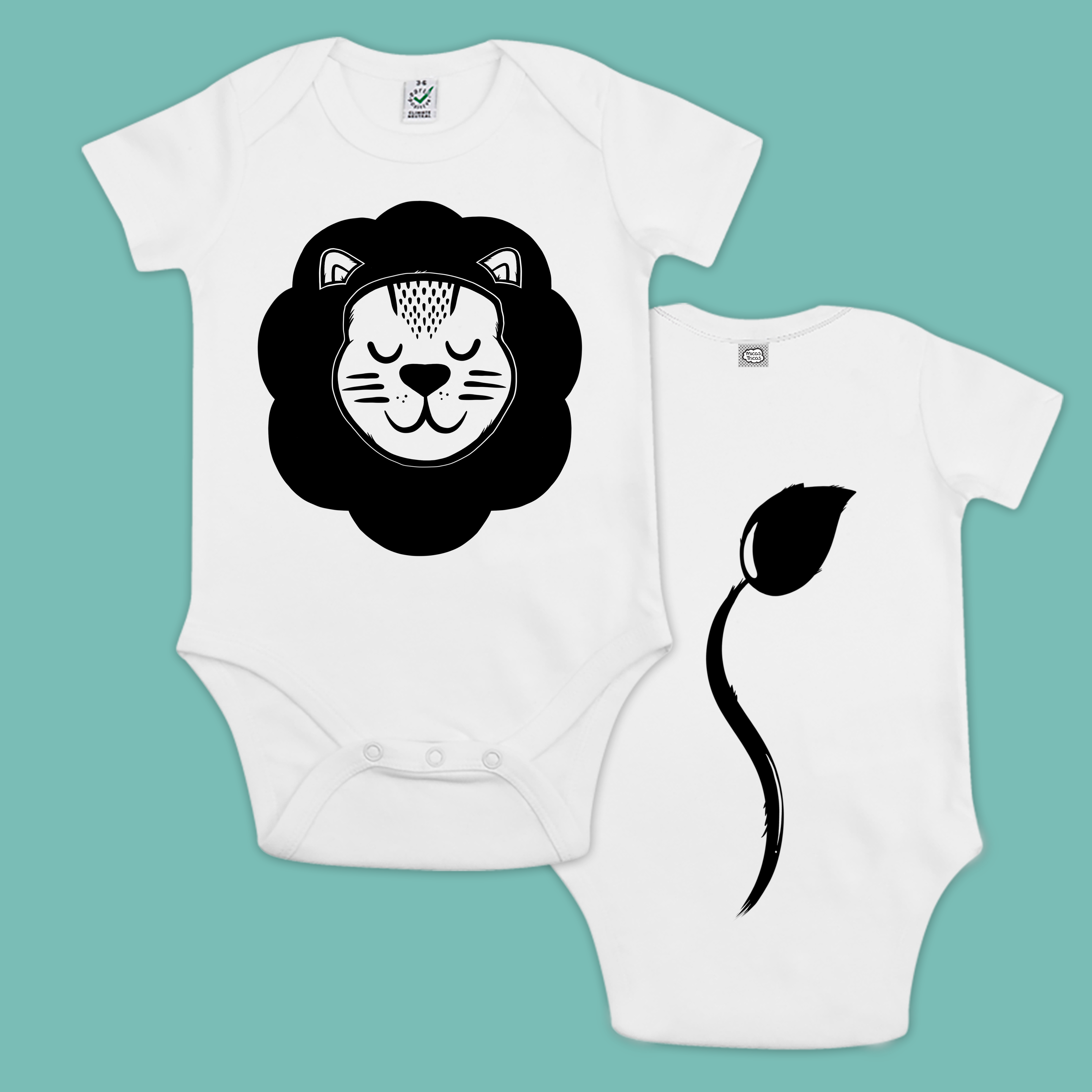Lion Short Sleeve Organic Baby Bodysuit