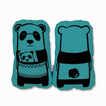 Carregar imagem no visualizador da galeria, blue panda soft toy with a pocket and a little panda inside
