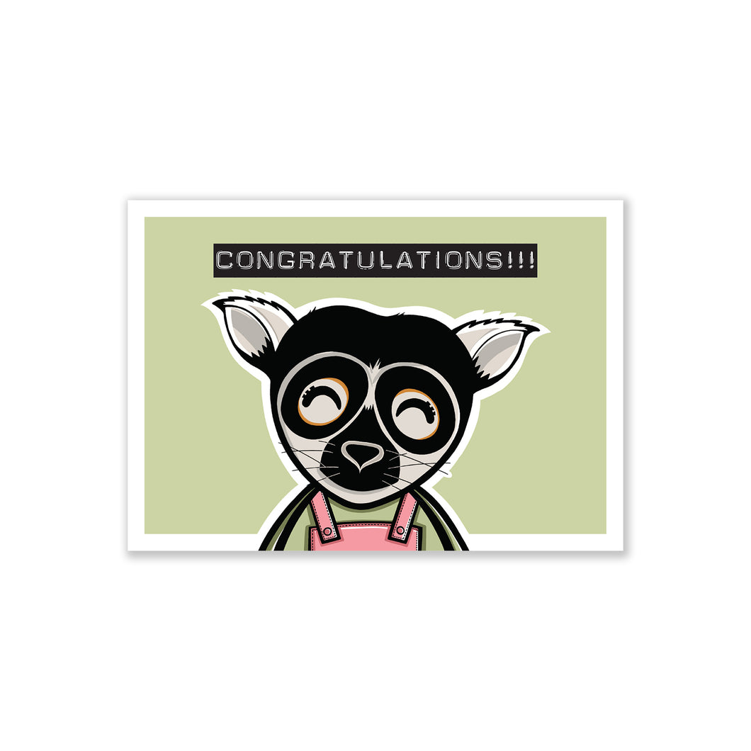 Lemur postcard - Congratulations