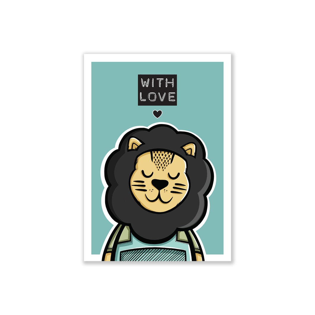 Lion postcard - With love