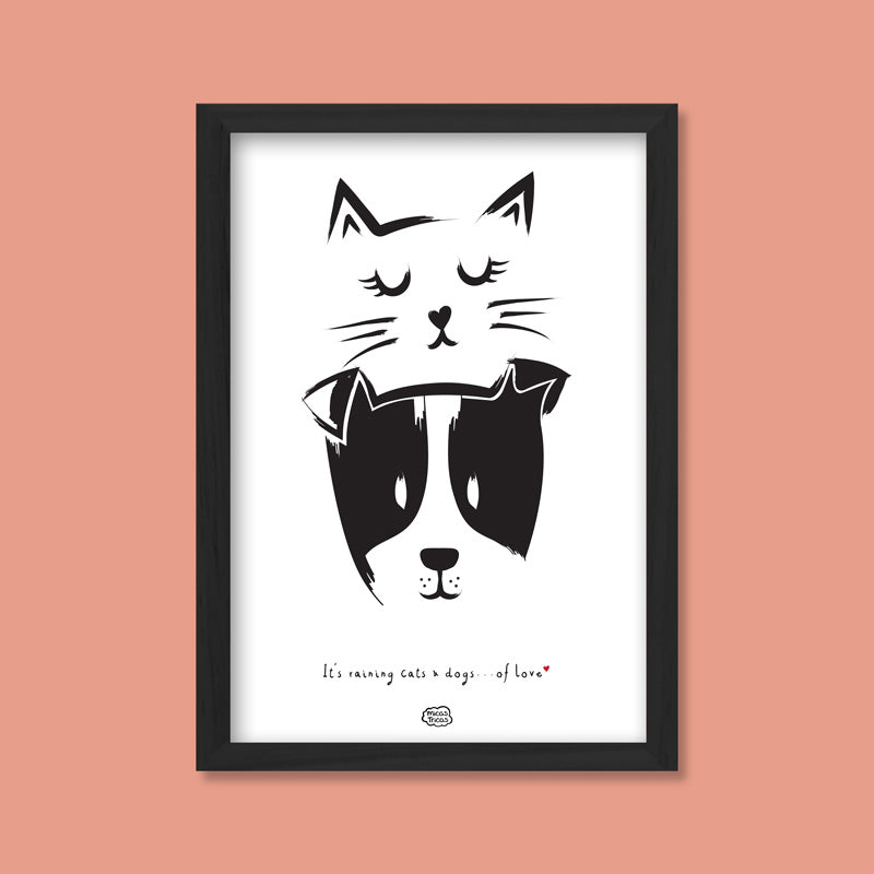 poster with a cat and dog print