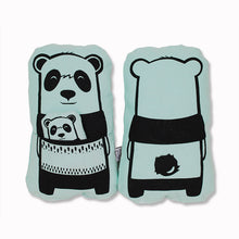 Load image into Gallery viewer, blue panda soft toy with a pocket and a little panda inside
