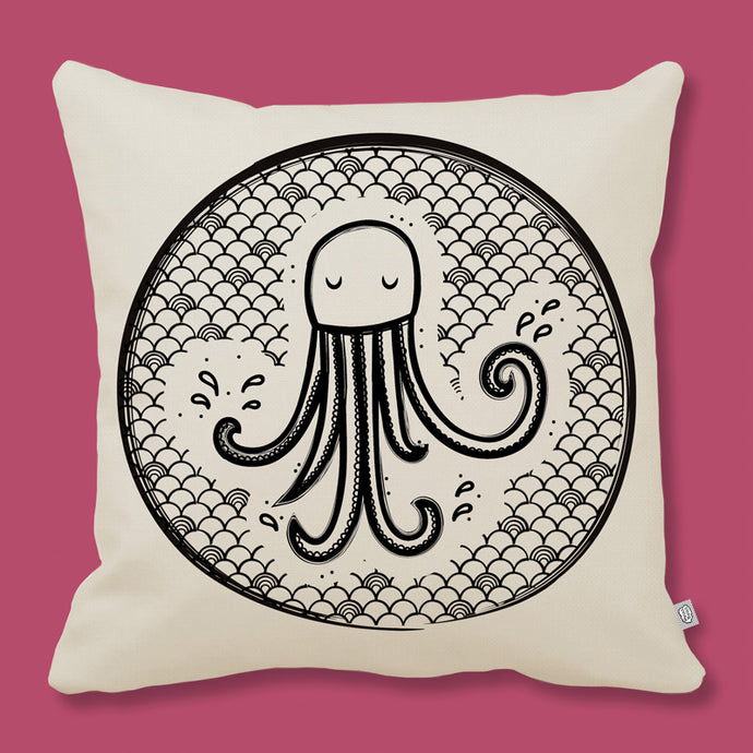 organic cotton cushion cover with an octopus print