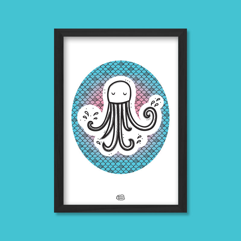 original and cute octopus design poster a4