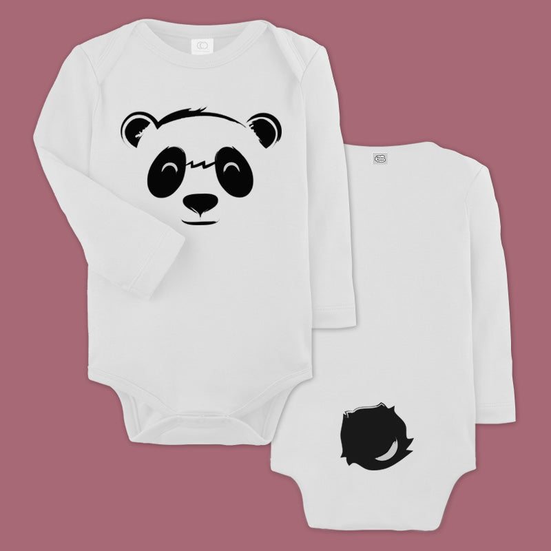 Panda Organic Cotton Baby Bodysuit - Long Sleeves