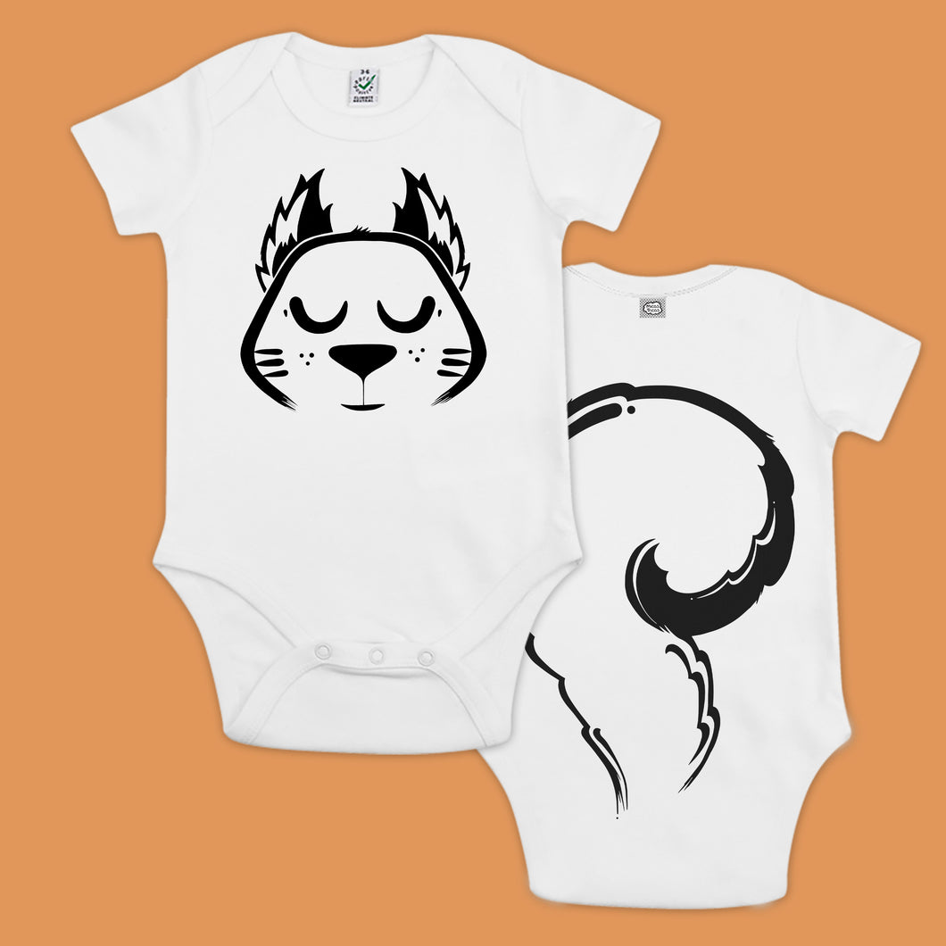 Squirrel Organic Cotton Baby Bodysuit Short Sleeves